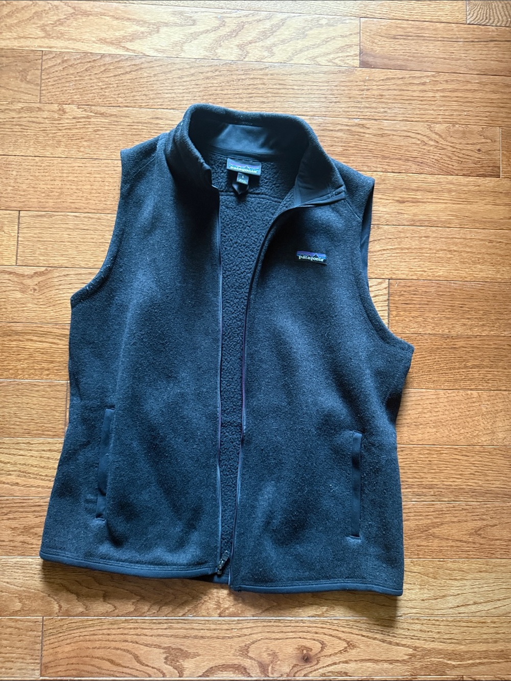 Patagonia Black Fleece Vest - Men’s black Large, but fits as a medium.